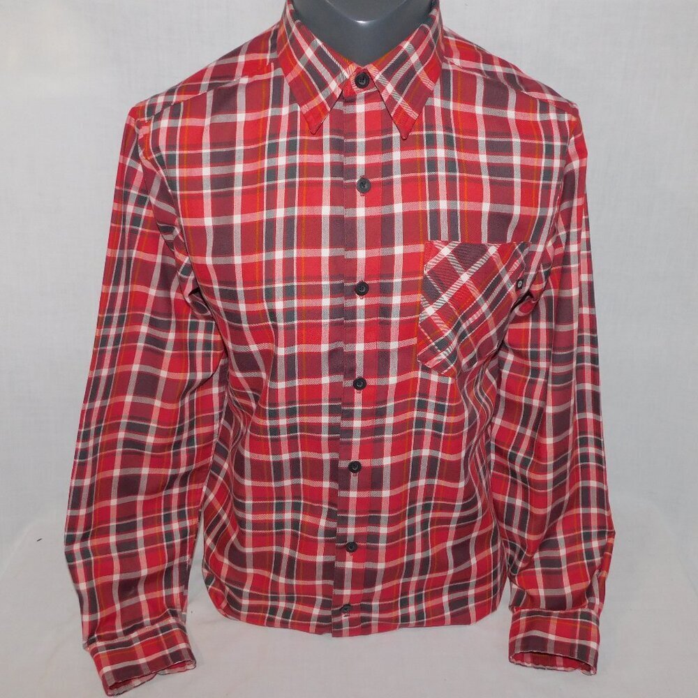 Marmot Red Black White Plaid Long Sleeve Button Front Shirt Mens M